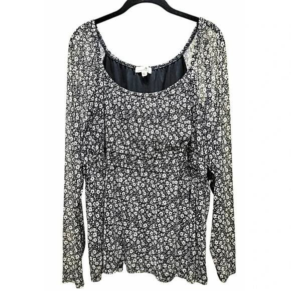 Daisy & Delilah Mesh Square Neck Top Size 3X - Picture 2 of 8